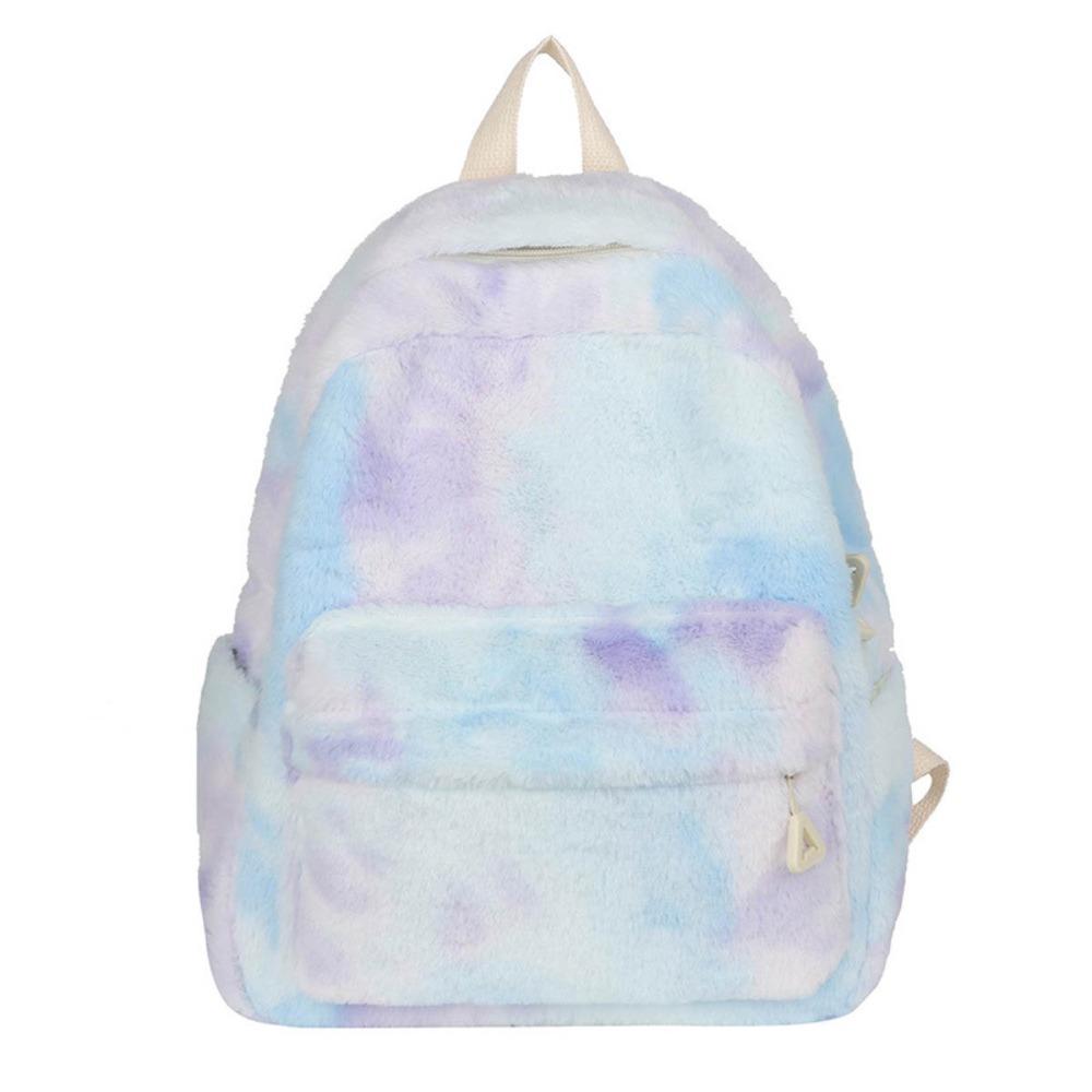 New Plush Women s Bag Lightweight Solid Color Student Backpack Large Capacity Travel Backpack Outdoor