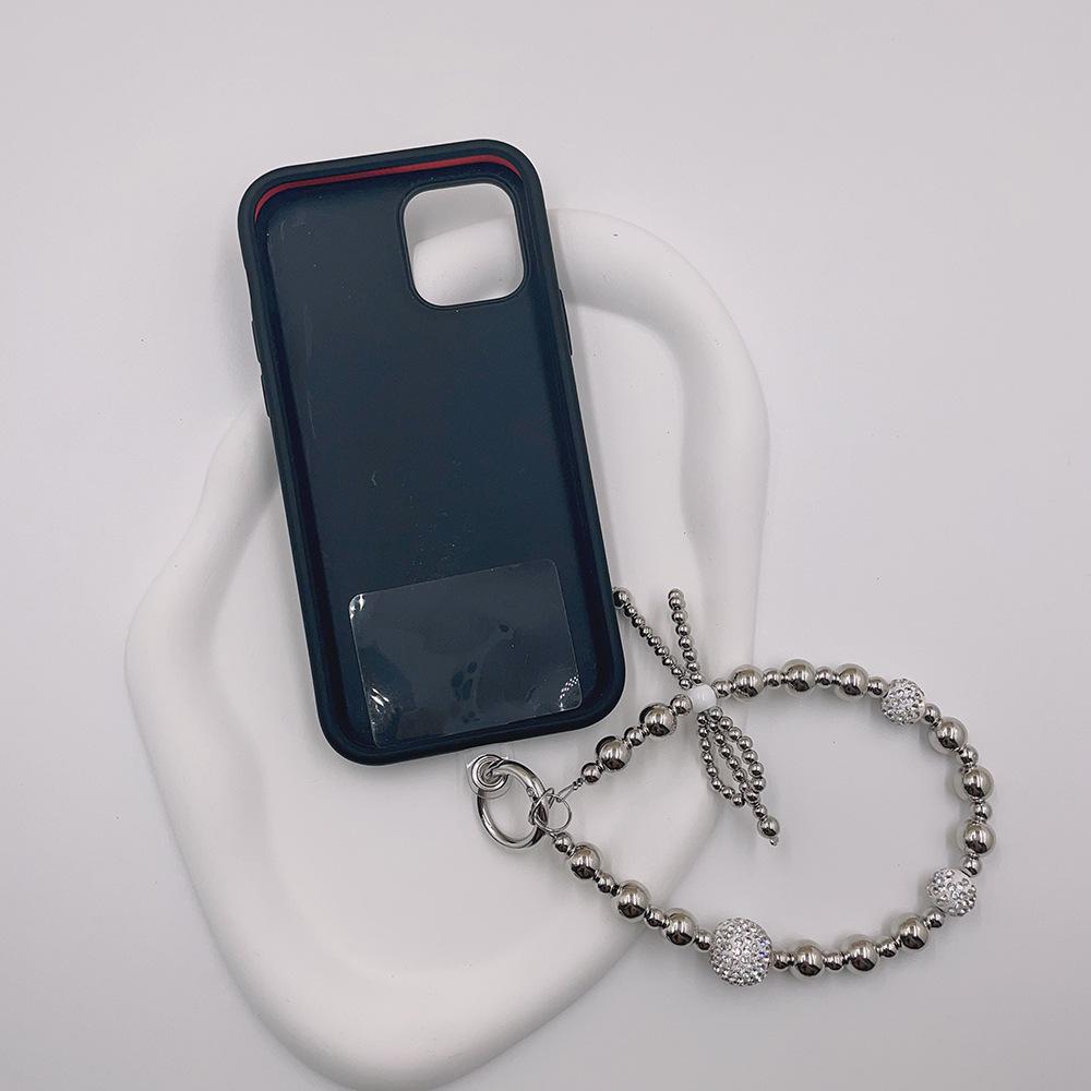 Chic Pearl Bow Pendant Mobile Phone Case Keychain for Women - Anti-Fall Jewelry