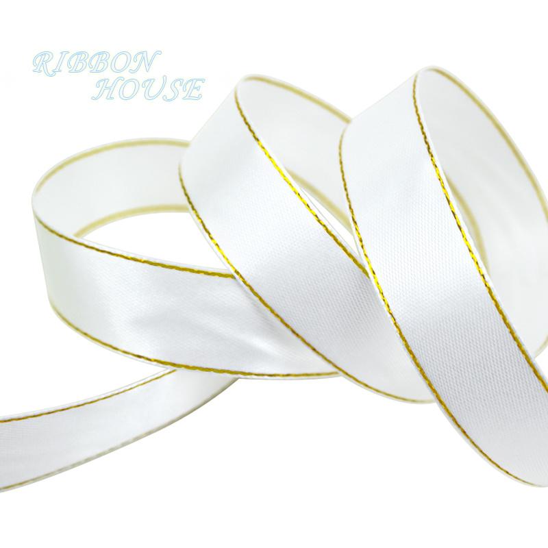 (25 Yards/roll) Gold Edge Ribbon Satin Ribbons High Quality Gift Packaging Ribbons 6/10/20/25/40mm