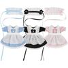 Obitsu OB11 Maid Costume 3-Piece Set Doll Outfit for 11cm Body Black Pink Light Blue Frill Apron Set