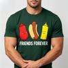 Unisex 100 Cotton O Neck T Shirt Cute Cartoon Hot Dog Ketchup Mustard Bottles Friends Forever Text Fast Food Tee Tops