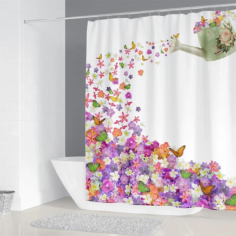 Colorful Butterfly Feathers 3d Shower Curtains Bathroom Curtain with Hooks Waterproof Polyester Cloth Decoration Screen