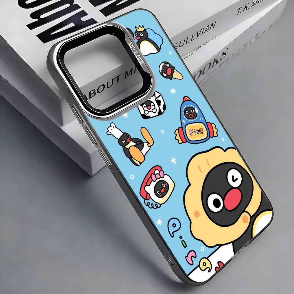 Cute Kawaii P-Penguin Phone Case For iPhone 17,16,15,14,13,12,11 Plus,Pro Max,Colored Silver Phone Case