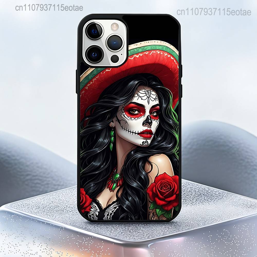 Day of the Dead Mexican Skull GIRL Magnetic Case For IPhone 14 16 17 13 12 11 15 Pro Max Plus For Magsafe Wireless Charge Cover