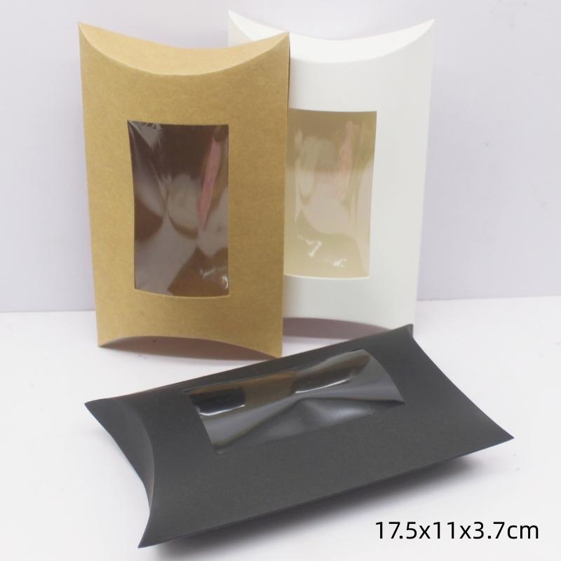 DIY Blank Paper Gift Box .Mutli Size Pillow Gift Box with Clear Pvc Window,kraft/white/black Paper Window Box for Gift 10pcs
