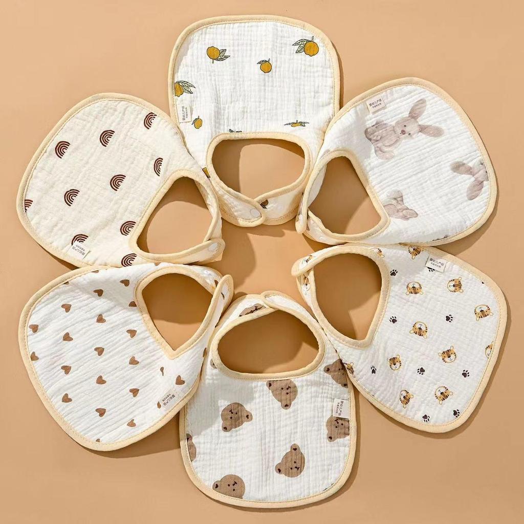 6-Layer U-Shaped Cartoon Cotton Gauze Baby Bibs