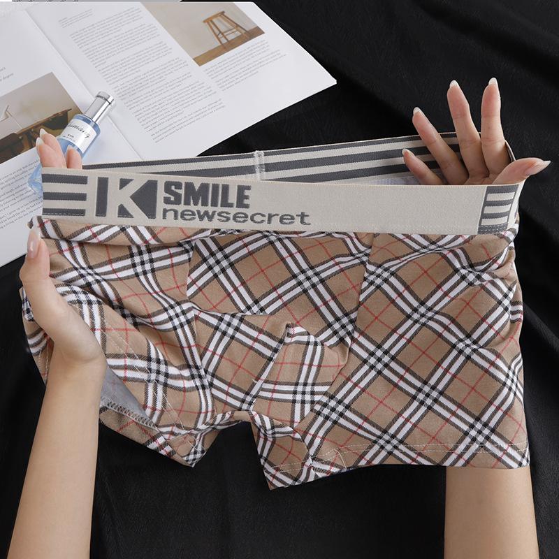 

Мужское нижнее белье из хлопка, дышащие трусы, тонкая часть тренда печати, четырехугольные брюки, клетчатые боксеры 3XL хаки