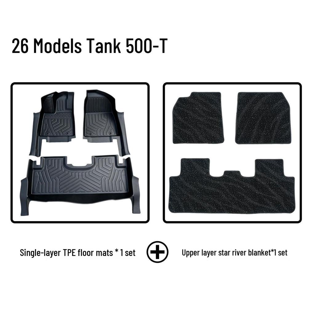 Tank 500-T Car Floor Mats: TPE, Eco-Friendly, No Odor, Fits 26 Models, Includes Door Sill Mats