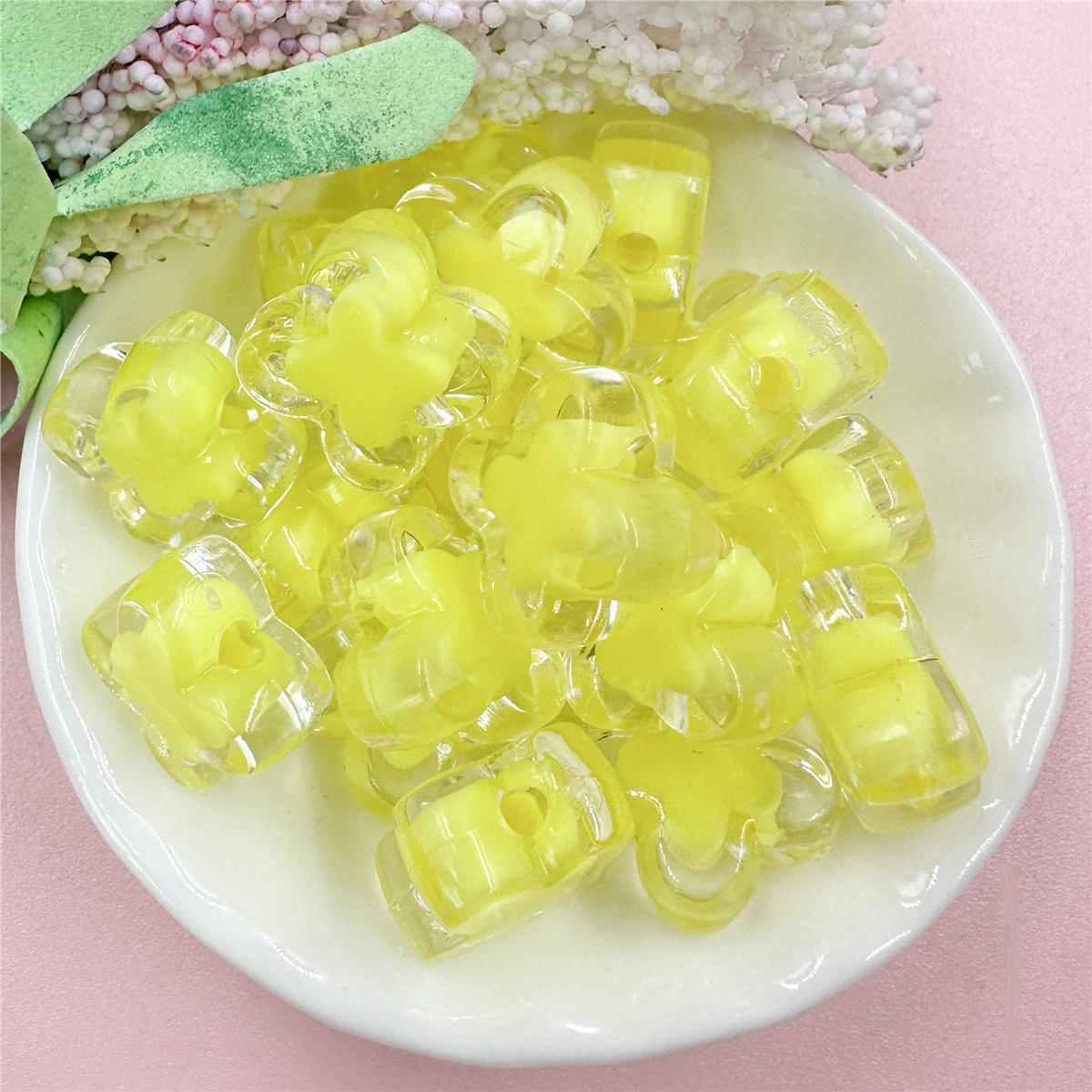 

Маленькие цветочные бусины, свободные бусины, 20 шт., материал, цепочка для мобильного телефона, акрил, 14,7 мм, аксессуары для браслетов, бусины своими руками жёлтый