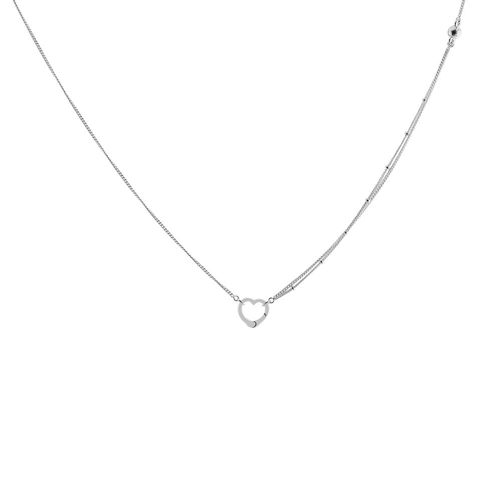 Open Heart Necklace Original 925 Sterling Silver Link Chian Necklaces & Pendants for Women Fashion Jewelry