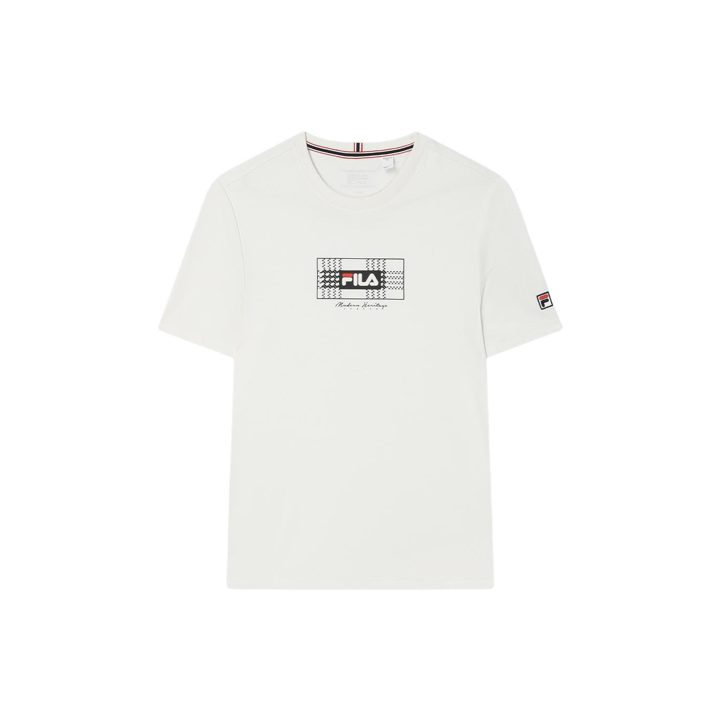 FILA T Shirts Men s Steam White Crew Neck Moderate Straight Fit F11M411101F-IV 3XL