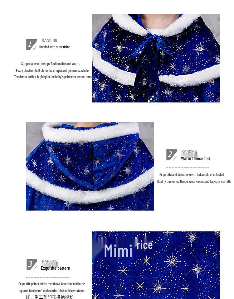 Mädchen Kälteabweisendes Elsa Prinzessin Samt Cape mit Fleecefutter