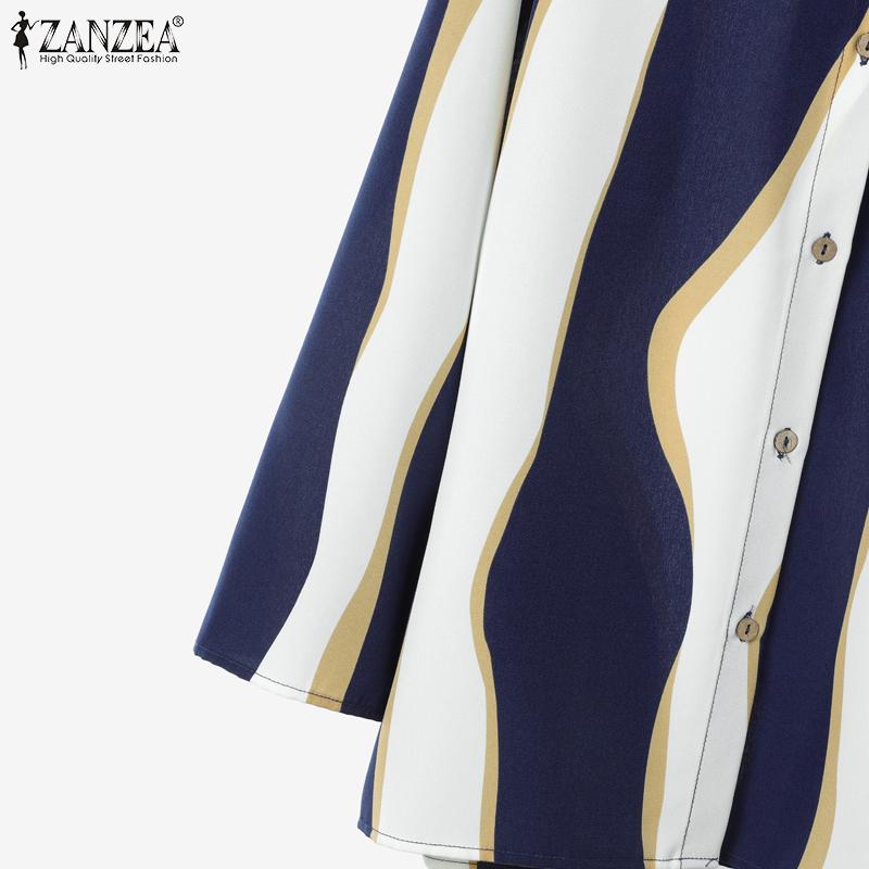 ZANZEA Women Long Sleeve Blouse and Pants Casual Print Two Piece Suit Sets