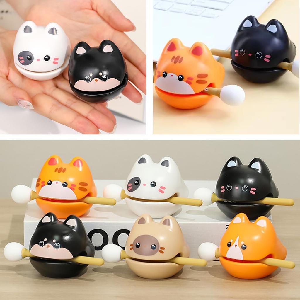 YUYAKESHI Mini Wooden Fish, Sound-Making Guiro, Stress Relief, Resin Animal Design, Cute, Soothing, Gift, Decorative, Fun, Set of 2 (Siamese + White