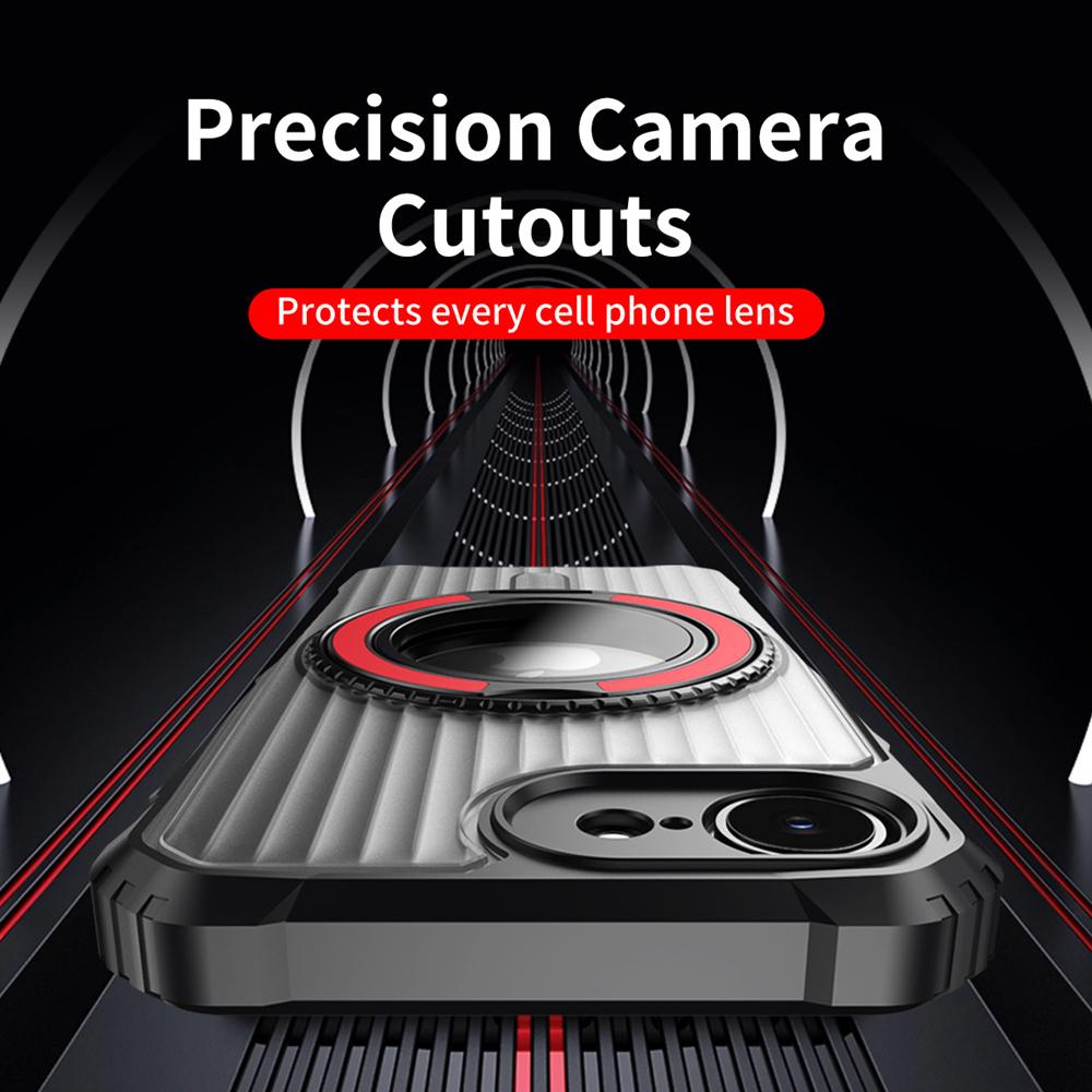 KEYSION 360° Rotating Ring Stand Case for MagSafe for iPhone 16e 2025 Matte Transparent Magnetic Shockproof Phone Back Cover