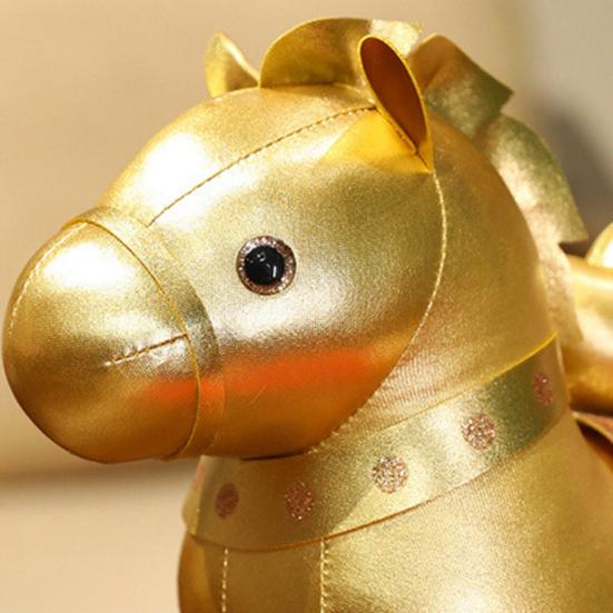 Golden Horse Plush Doll Horse Brings Wealth Zodiac with PP Cotton Filling Chinese New Year 2026 Gift for Home Decor & Blessings