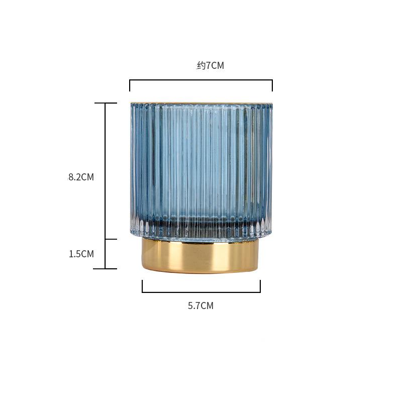 Dámský Domácí Zlatý Okraj Silný Pruhovaný Jemné Sklo Úložný Kbelík Držák na Tužky Hrnek Box na Šperky Organizér na Štětce na Make-up