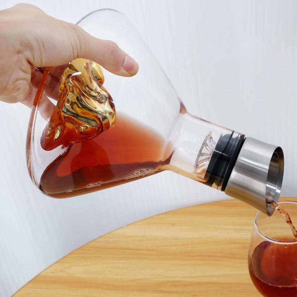 Glass Wine Aerator 1500ml Wine Aerating Pourer Wine Dispenser Iceberg Wine Decanter Party