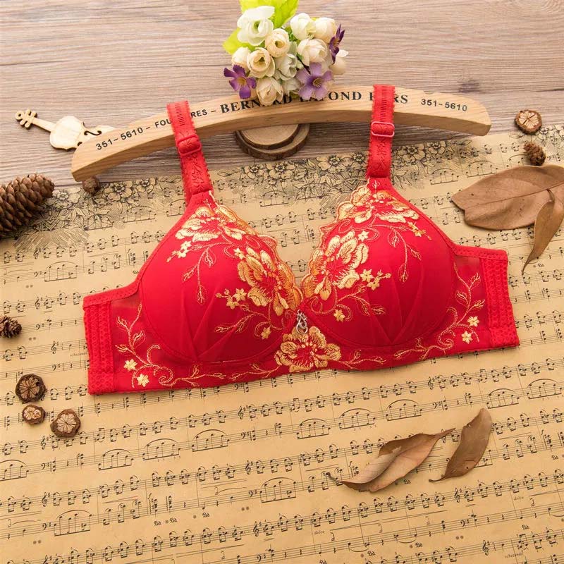 Gather Thin Section No Steel Ring Bra Ladies Anti-sagging Breasts Sexy Adjustable Embroidered Bra