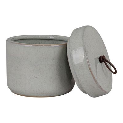 Grey, Round Ceramic Pot with Lid Ø 10.5 X 10 Cm