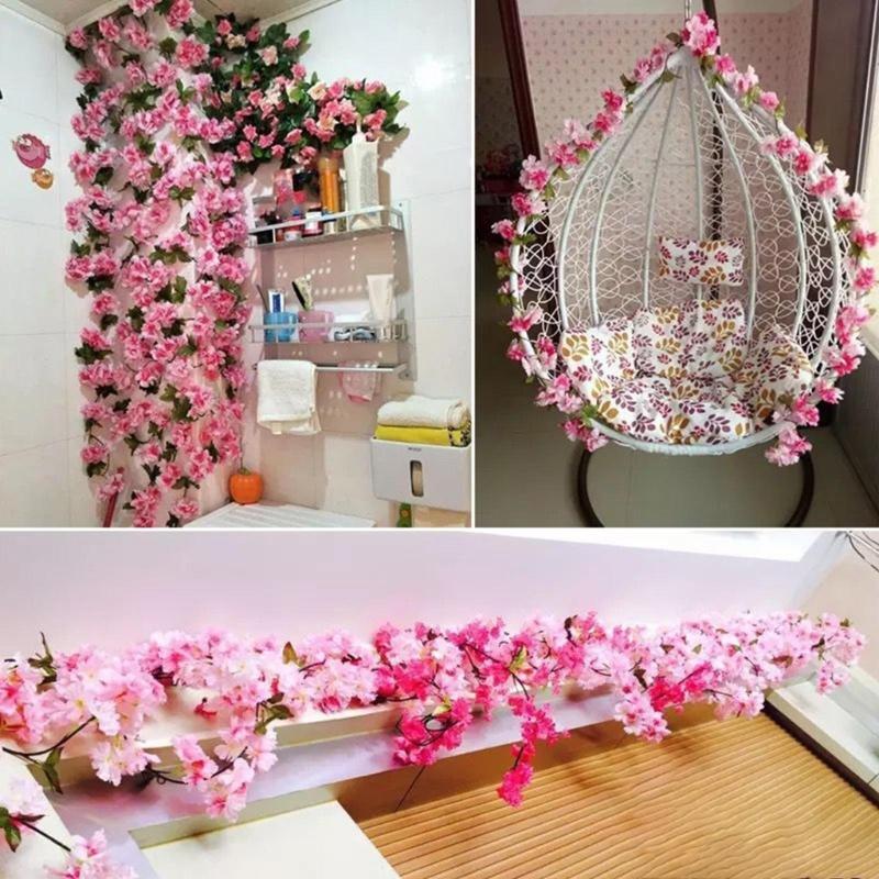 Flexible Blossom Branch Realistic Petal Texture Hanging Flower Decoration For Indoor Outdoor Event 180cm