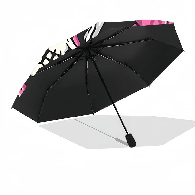 1pc Heart Skull Fashionable Automatic Opening/Closing Folding Umbrella with 8 Bones, Windproof Portable, Daily Use098