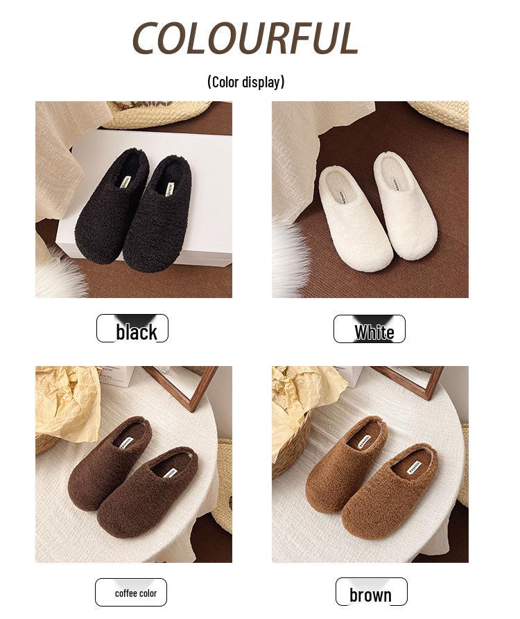Baotou Warm Cotton Retro Slippers – Postpartum Casual Velvet Fluffy Half-Slippers for Home