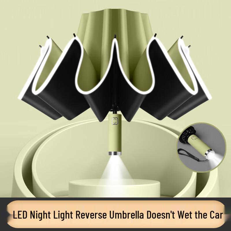 Zechen Automatic LED Reverse Folding Sun & Rain Umbrella - 2 Pack