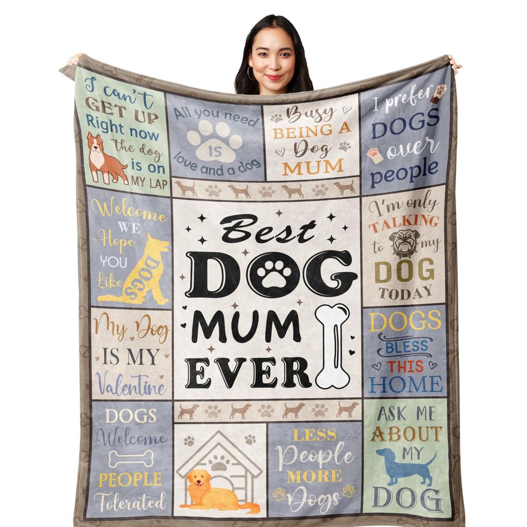 Dog Theme Digital-printed Polyester Bedroom Velvet Flannel Soft Sofa Cover Blanket Fleece Soft Sofa Cover Blankets for Beds