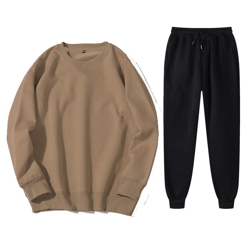 Unisex Autumn/Winter Fleece Sweatshirt & Sweatpants Set: Casual, Loose Fit