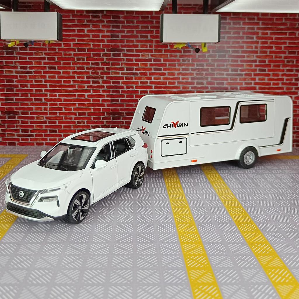 Zhongyuanxing 21016FC Towable Caravan Alloy Toy Car Model with Sound and Light Features.