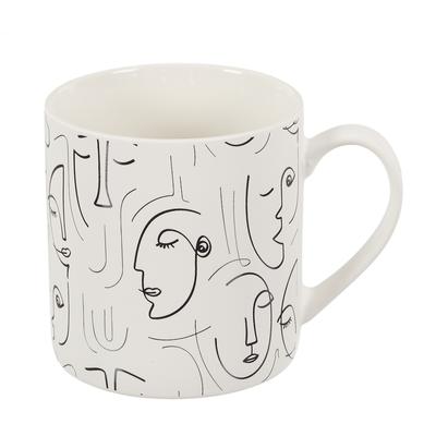 [A1233] - Ceramic Mug 'Arty' Black White - 90x90 Mm (35 Cl)