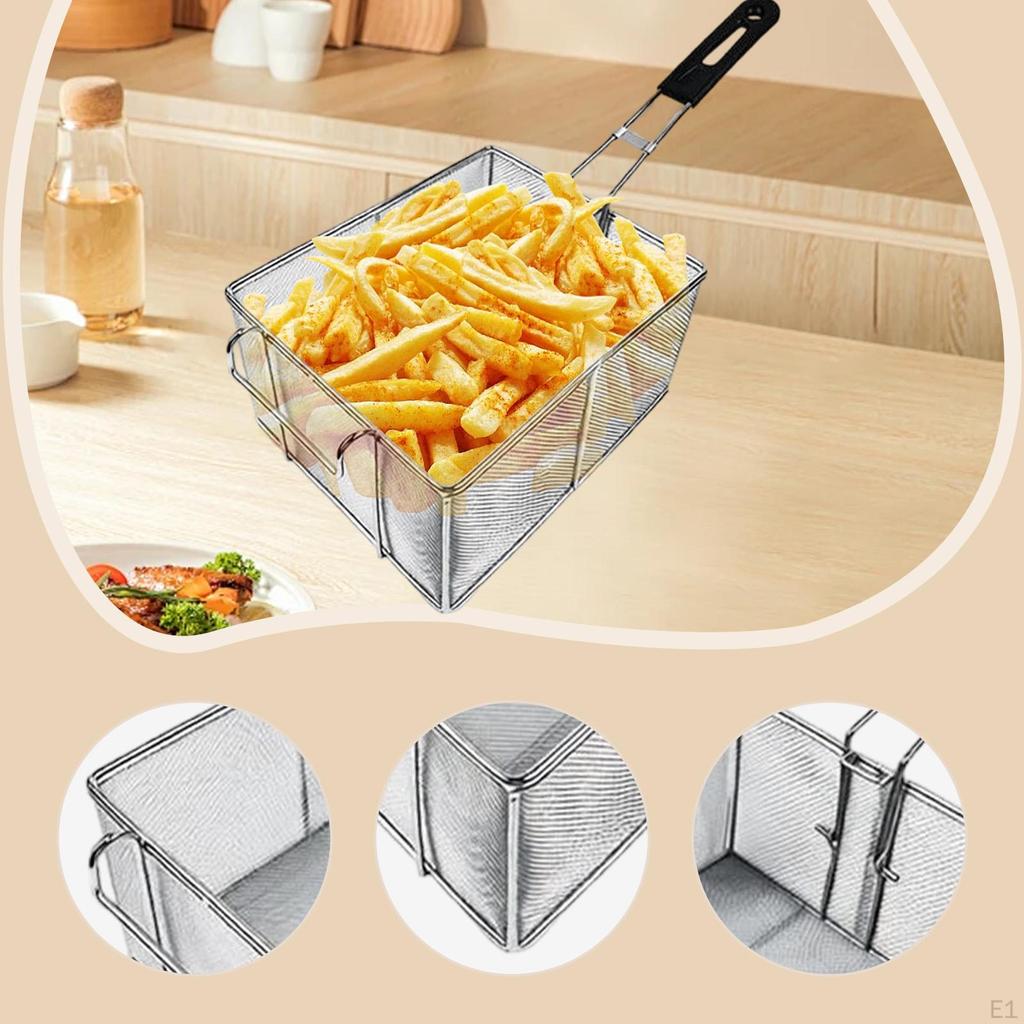 Deep Fry Basket Frying Serving Portable Handle Strainer for Chips Restaurant Home