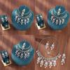 Luxury Water Drop Pendant Necklace With Pearl Tassel Earrings And Rhinestone Set For Women