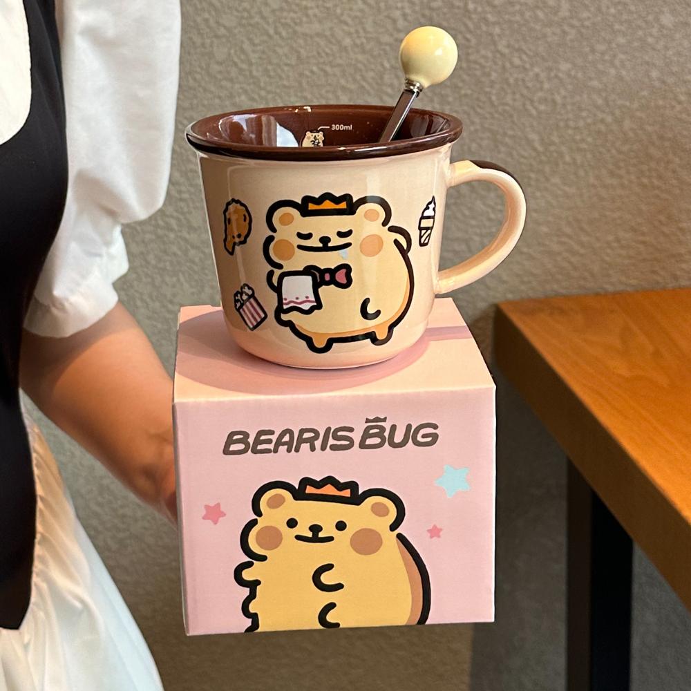 High-value cute bear bug cup girl birthday gift children's breakfast coffee cup girlfriend souvenir gift box