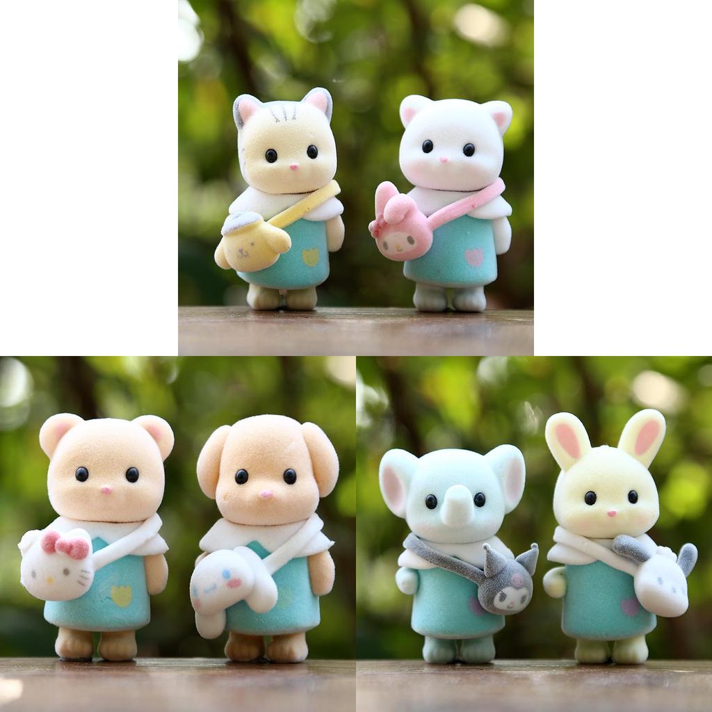 Sylvanian Families Collectible Flocked Animal Figure Blind Box For Home Decor