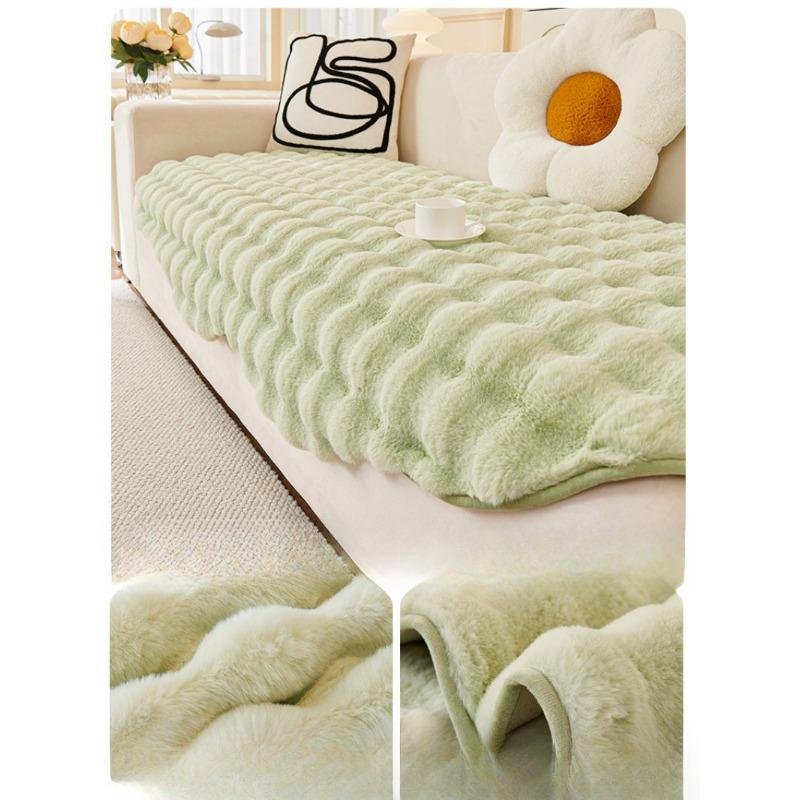 Odchlupený angorský kožený polštář na pohovku Zimní plyšový polštář Podzimní a zimní protiskluzový potah Krycí látka