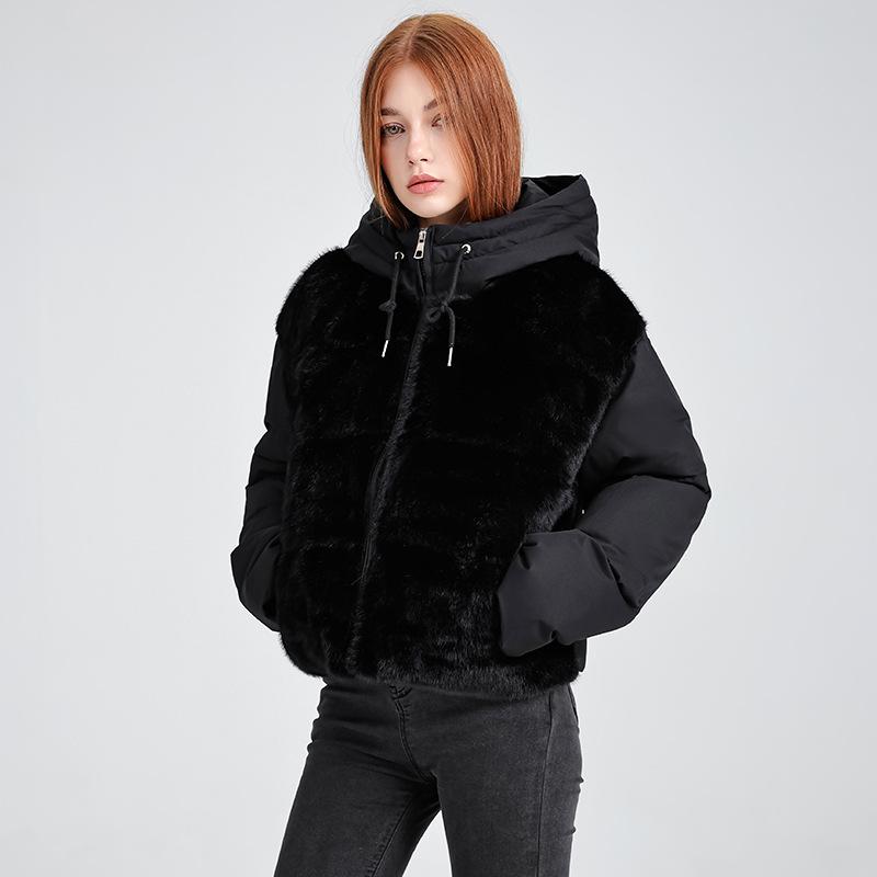 Thickened Splicing Jacket Women's Autumn and Winter New Loose Warm Padded Jacket Padded Coat