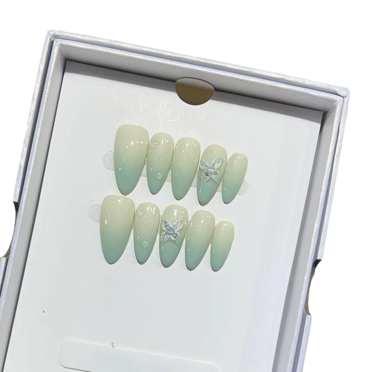 

Миндальная броня Ношение брони Ручная работа Темперамент Высококлассный Резной Маникюр Съемный Накладной Ноготь Французский Градиент Large L