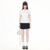 Korean White Polo Collar Letter Embroidered Short-sleeved T-shirt Summer Fungus Edge Unique Design Top Women