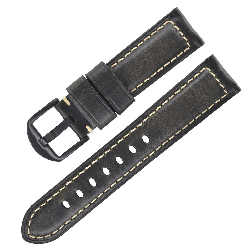 First Layer Genuine Cowhide Oil Wax Leather Business Watch Strap 18mm to 26mm Replacement for Cartier Watch Durable Wristband Accessory