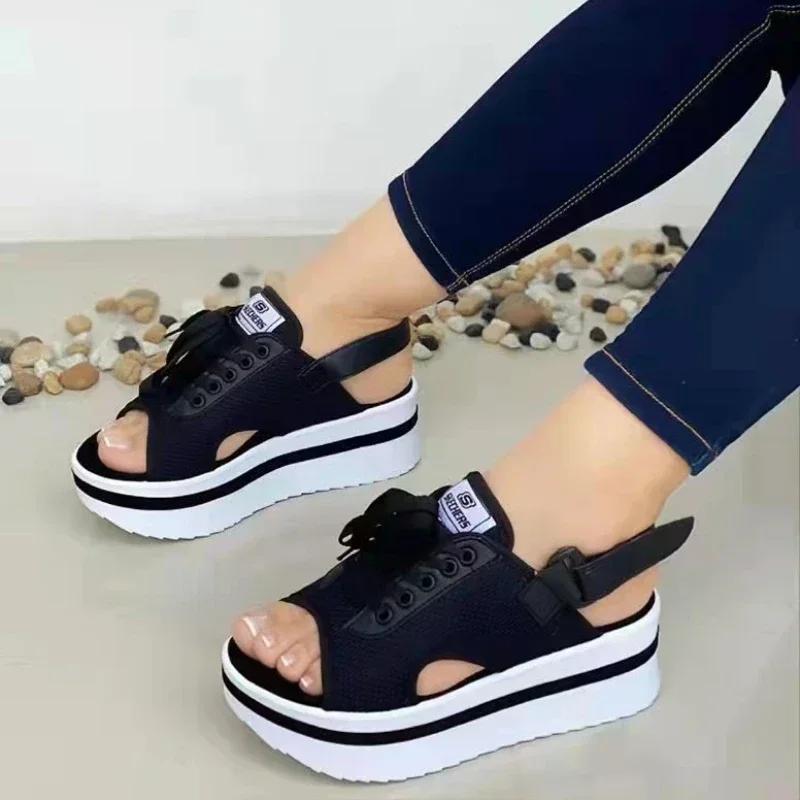 Platform Women Sandals Female Trend High-heeled Sandals Summer Beach New Open Toe Casual Shoes for Women Pantuflas De Mujer2024