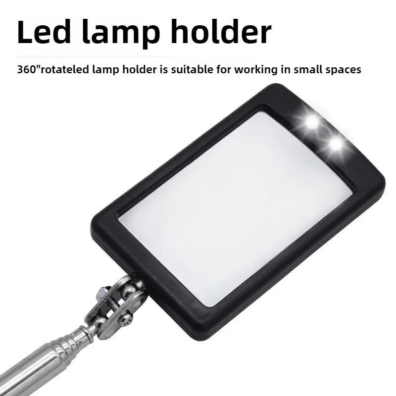 Car 360° Inspection Mirror LED Light Telescoping Mirrors Extend Mechanic Tools Inspection Mirror Telescopic Handle Repairing Too