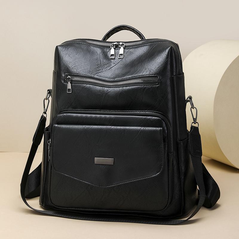 

Retro Women s Backpack Large Capacity PU Backpack бежевий
