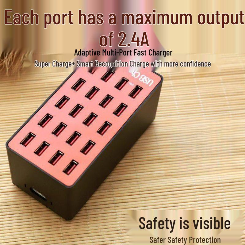 20-Port High Power USB Fast Charger 20A Charging Station for Smartphones & Tablets