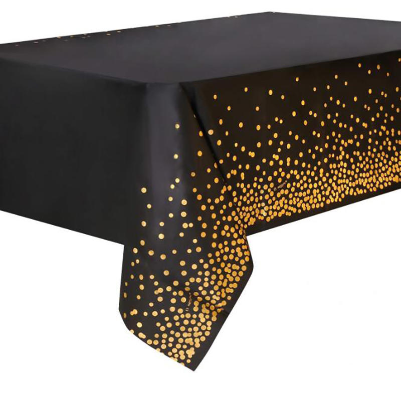 Tablecloth Bronzing Black Dot Table Cover For Adult Happy Birthday Party Supplies Wedding Decoration Christmas Decor