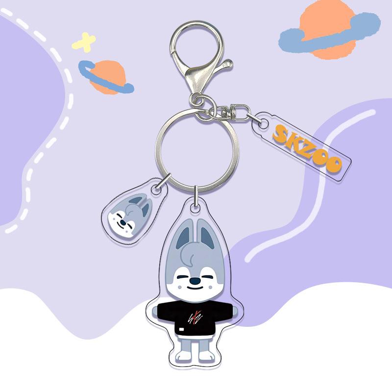 K-POP StrayKids SKZOO Cute Cartoon Acrylic Double sided Keychain Pendant Bag Accessories DIY Accessories Cartoon Anime