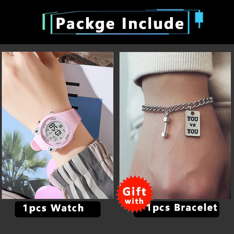 Children Student Electronic Watches for Girls and Boys Cute Cat Ear Digital Sport LED Simple Electronic Wrist Watch Kids Relogio