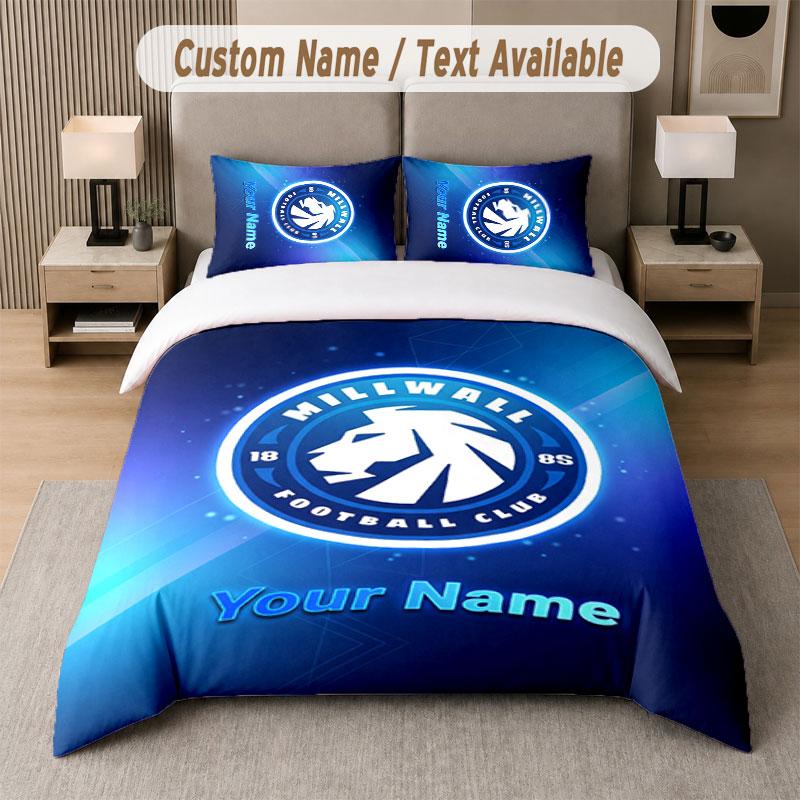 Custom Bedding Set Millwall Pattern, Print Name Text 1 Duvet Cover Plus 2 Pillowcases Home Textile