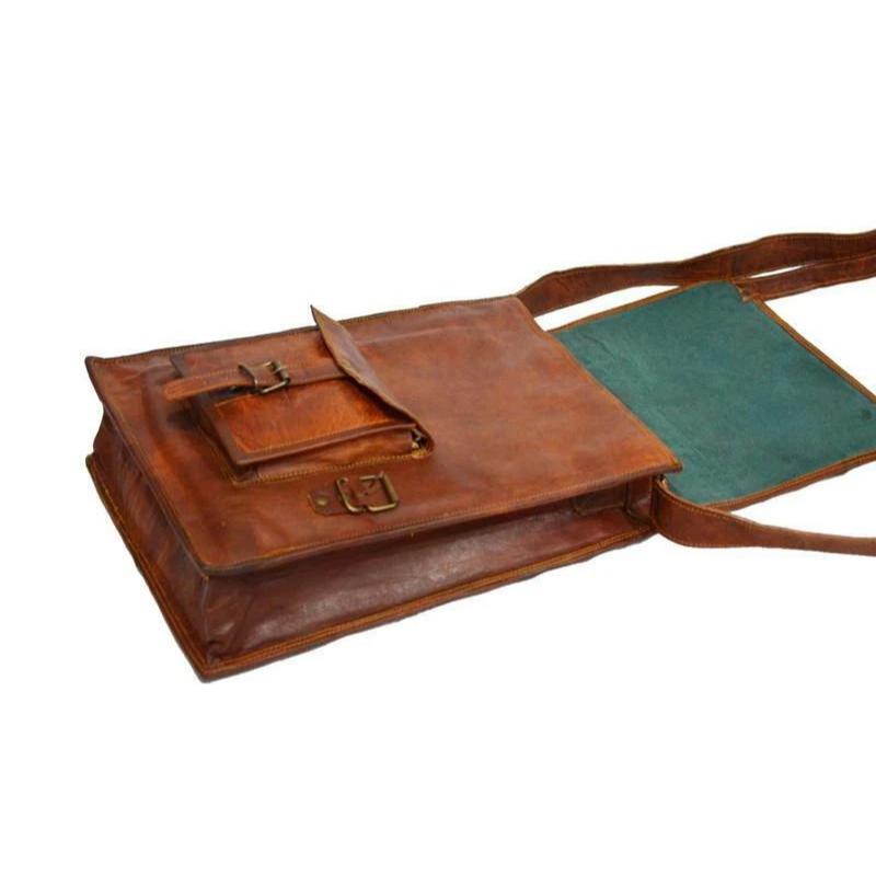 Real Leather Messenger Shoulder Laptop Handmade Brown Vintage Satchel Bag Retro